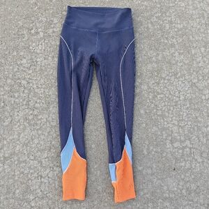 WILO THE LABEL Ribbed Leggings Pants Navy Orange Size Large